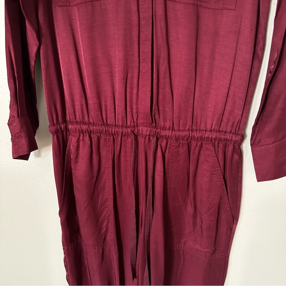 ann taylor loft •chic burgundy utility jumpsuit• size xs